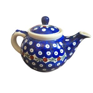 Boleslawiec Polish Pottery Nature Tea Pot with Lid Spout